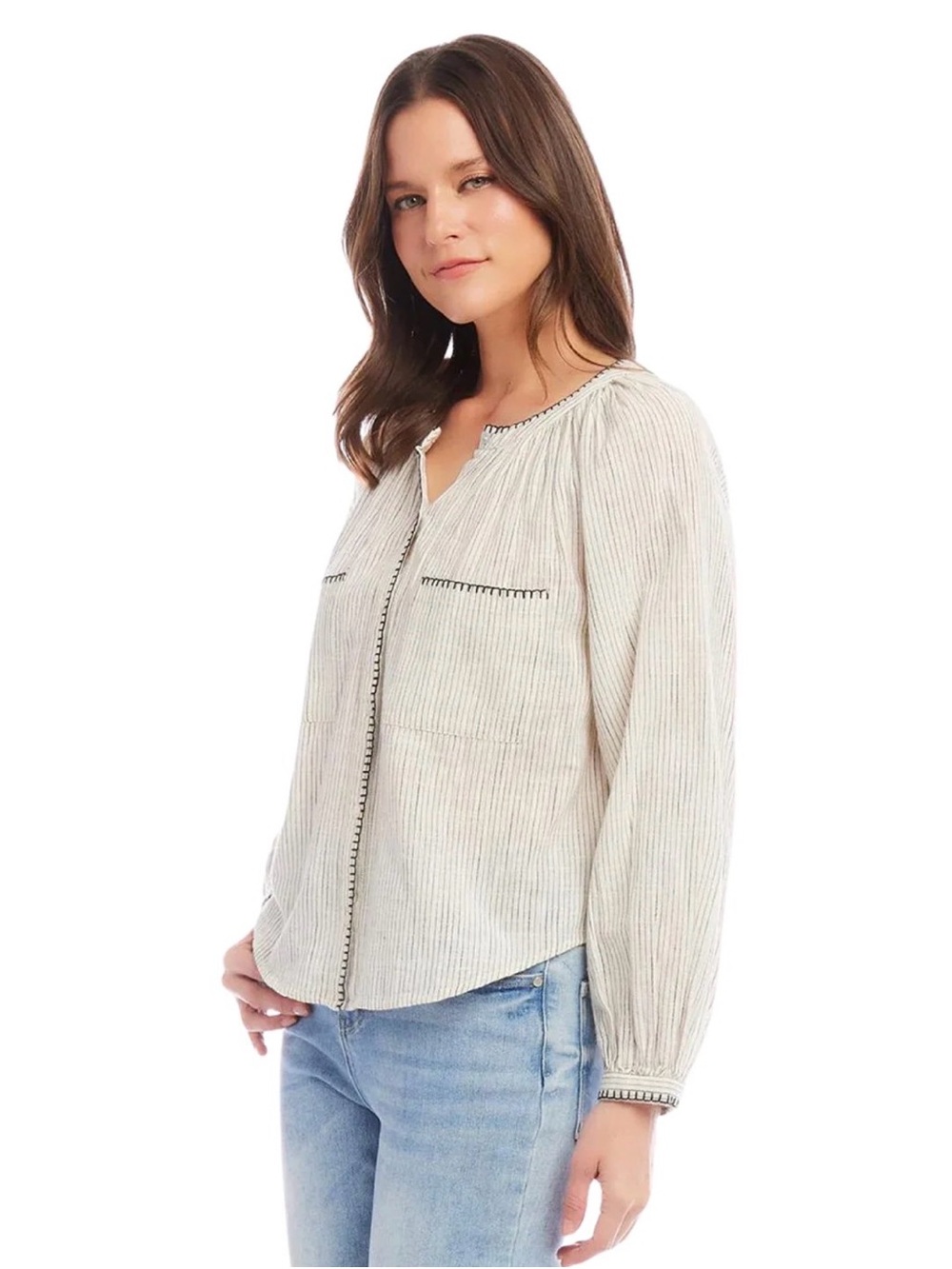 KAREN KANE EDGE STITCH PEASANT TOP
